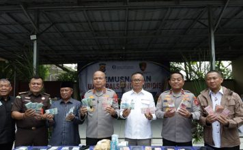 Polda Banten Musnahkan 8.527 Lembar Uang Palsu